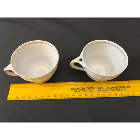 Vintage Hand Painted Ceramic Basket and 2 Porcelain Tea Cups Flowers Gold Gilt - Picture 11 of 11